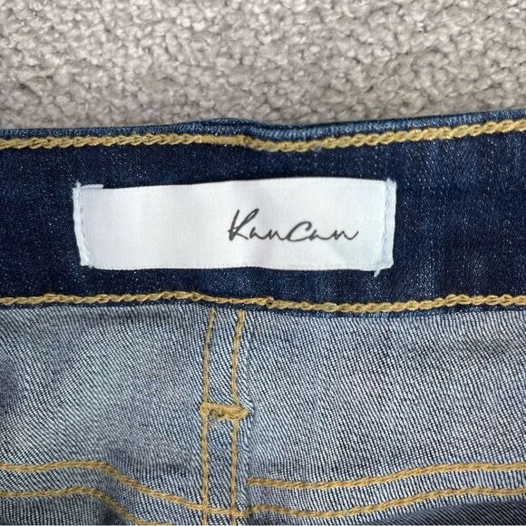 KanCan Jeans Women's 7/27 Blue Skinny Mid-Rise Dark Denim Stretch Distressed - Picture 5 of 12